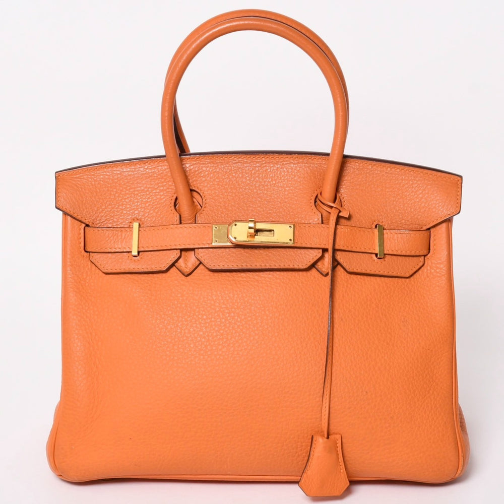 極美品 HERMES エルメス バーキン30 ハンドバッグ トリヨンクレマンス オレンジポピー ゴールド金具 □K刻印 中古 4a004507