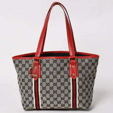 画像をギャラリービューアに読み込む, 極美品 GUCCI グッチ Tote Bag トートバッグ GGキャンバス シェリーライン 137396 ブラウン レッド ゴールド金具 中古 4a004595