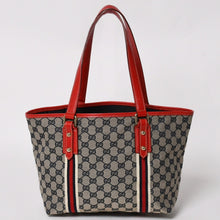 画像をギャラリービューアに読み込む, 極美品 GUCCI グッチ Tote Bag トートバッグ GGキャンバス シェリーライン 137396 ブラウン レッド ゴールド金具 中古 4a004595