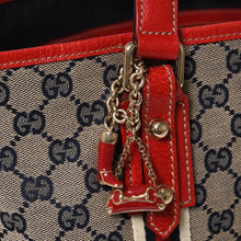 画像をギャラリービューアに読み込む, 極美品 GUCCI グッチ Tote Bag トートバッグ GGキャンバス シェリーライン 137396 ブラウン レッド ゴールド金具 中古 4a004595