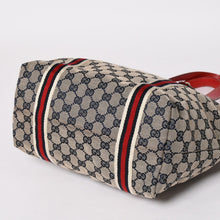 画像をギャラリービューアに読み込む, 極美品 GUCCI グッチ Tote Bag トートバッグ GGキャンバス シェリーライン 137396 ブラウン レッド ゴールド金具 中古 4a004595