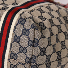 画像をギャラリービューアに読み込む, 極美品 GUCCI グッチ Tote Bag トートバッグ GGキャンバス シェリーライン 137396 ブラウン レッド ゴールド金具 中古 4a004595