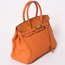 画像をギャラリービューアに読み込む, 極美品 HERMES エルメス バーキン30 ハンドバッグ トリヨンクレマンス オレンジポピー ゴールド金具 □K刻印 中古 4a004507