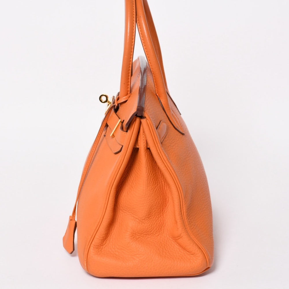 Very good condition HERMES Birkin 30 handbag Taurillon Clemence Orange Poppy Gold hardware □K stamp Used 4a004507