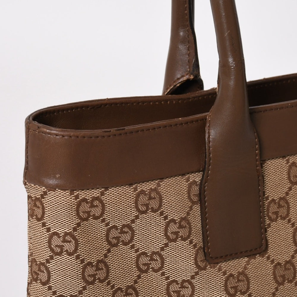 GUCCI グッチ ブラウン ベージュ GGキャンバス レザー 33890 ハンドバッグ トートバッグ 美品 中古 4a004598