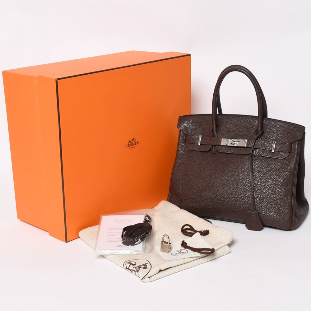 極美品 HERMES エルメス バーキン30 ハンドバッグ トゴ ショコラ ブラウン シルバー金具 ☐K刻印 中古 4a004509