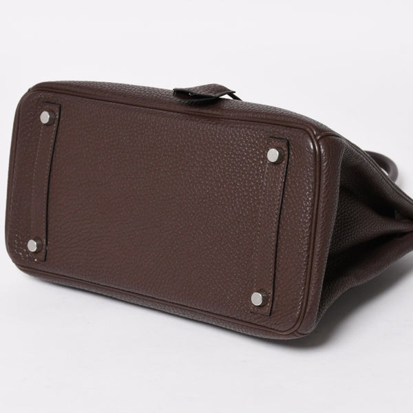 極美品 HERMES エルメス バーキン30 ハンドバッグ トゴ ショコラ ブラウン シルバー金具 ☐K刻印 中古 4a004509