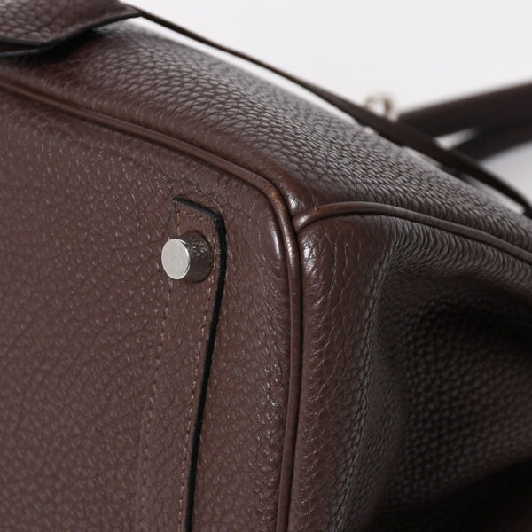 極美品 HERMES エルメス バーキン30 ハンドバッグ トゴ ショコラ ブラウン シルバー金具 ☐K刻印 中古 4a004509