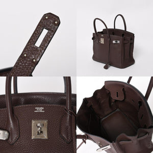 極美品 HERMES エルメス バーキン30 ハンドバッグ トゴ ショコラ ブラウン シルバー金具 ☐K刻印 中古 4a004509