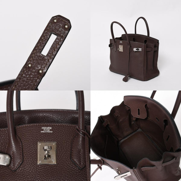 極美品 HERMES エルメス バーキン30 ハンドバッグ トゴ ショコラ ブラウン シルバー金具 ☐K刻印 中古 4a004509