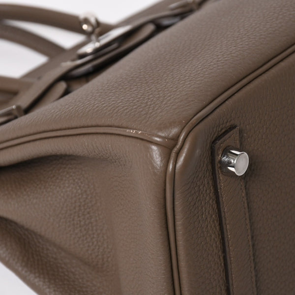 Very Good Condition HERMES Birkin 25 Togo Handbag □Q Stamp Ethane Silver Hardware Used 4a004508