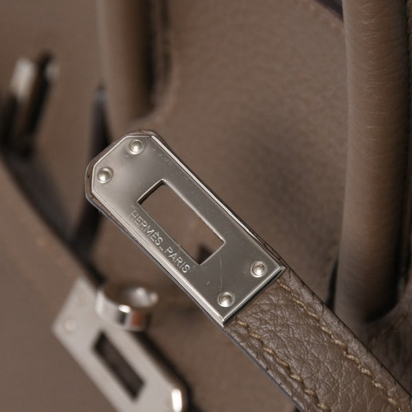 Very Good Condition HERMES Birkin 25 Togo Handbag □Q Stamp Ethane Silver Hardware Used 4a004508