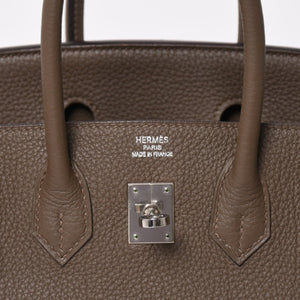 Very Good Condition HERMES Birkin 25 Togo Handbag □Q Stamp Ethane Silver Hardware Used 4a004508