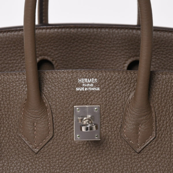 Very Good Condition HERMES Birkin 25 Togo Handbag □Q Stamp Ethane Silver Hardware Used 4a004508
