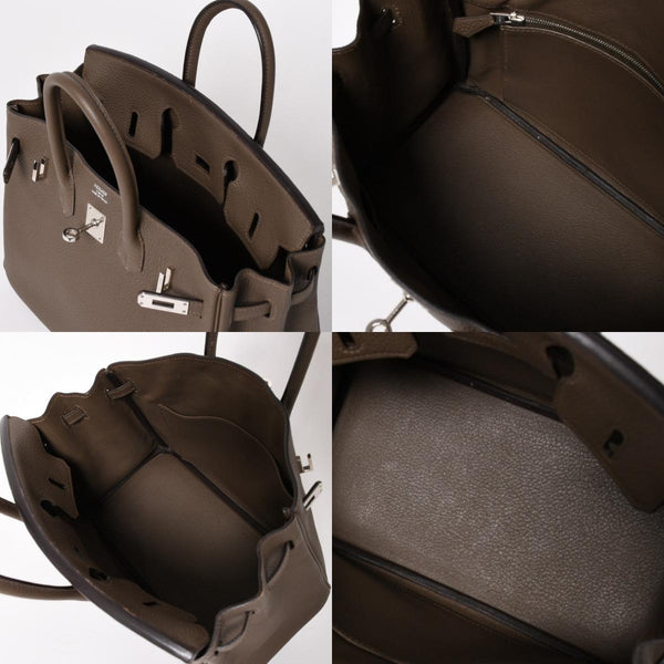Very Good Condition HERMES Birkin 25 Togo Handbag □Q Stamp Ethane Silver Hardware Used 4a004508