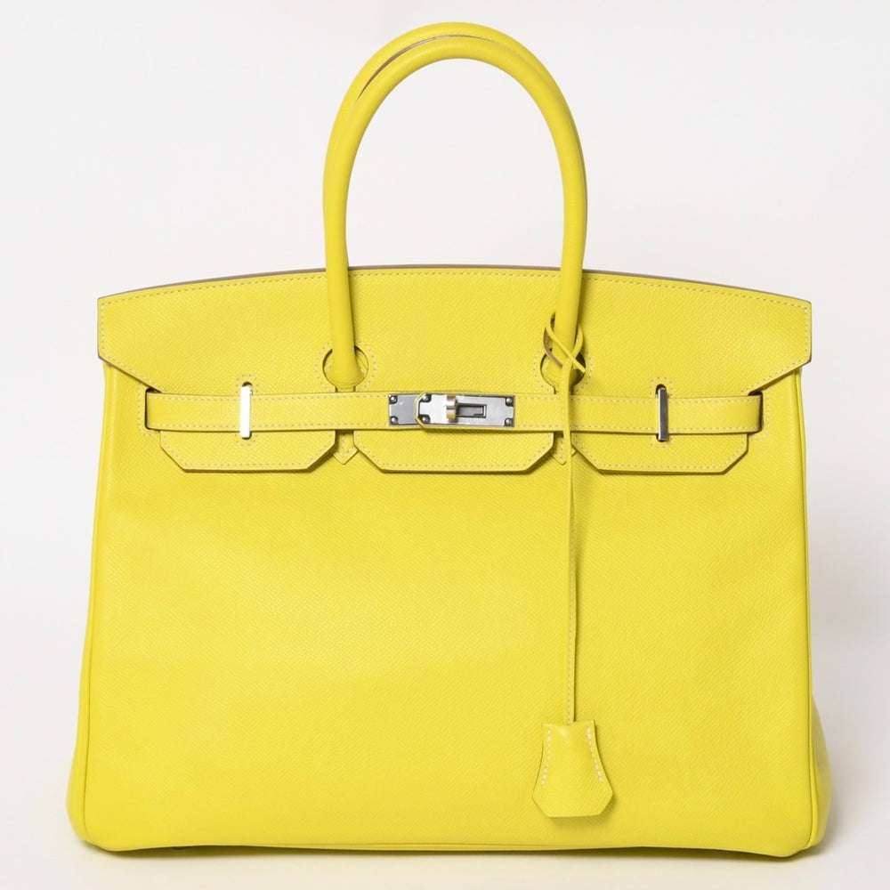 極美品 激レア HERMES エルメス ハンドバッグ バーキン 35 ◻︎N刻 シルバー金具 エプソン キャンディバーキン ライム 中古 4a004505