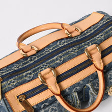 画像をギャラリービューアに読み込む, 新品同様 LOUIS VUITTON ルイヴィトン ネオスピーディ ハンドバッグ M95019 モノグラム デニム インディゴブルー ゴールド金具 中古 4a004510