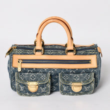 画像をギャラリービューアに読み込む, 新品同様 LOUIS VUITTON ルイヴィトン ネオスピーディ ハンドバッグ M95019 モノグラム デニム インディゴブルー ゴールド金具 中古 4a004510