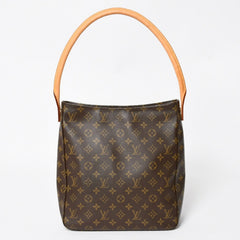 LOUIS VUITTON ルイヴィトン ルーピングGM ハンドバッグ モノグラム M51145 ブラウン ゴールド金具 美品 中古 4a004619