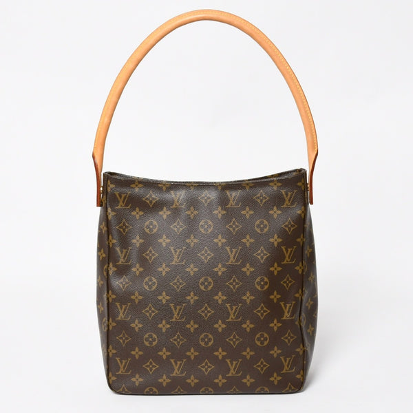 LOUIS VUITTON ルイヴィトン ルーピングGM ハンドバッグ モノグラム M51145 ブラウン ゴールド金具 美品 中古 4a004619