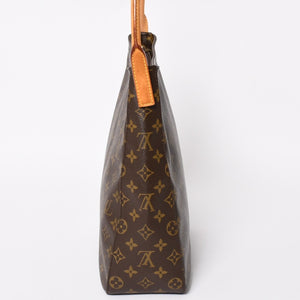 LOUIS VUITTON ルイヴィトン ルーピングGM ハンドバッグ モノグラム M51145 ブラウン ゴールド金具 美品 中古 4a004619