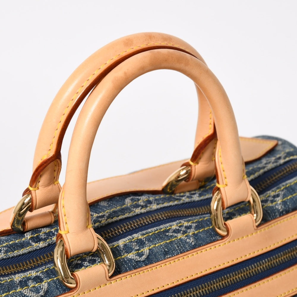 新品同様 LOUIS VUITTON ルイヴィトン ネオスピーディ ハンドバッグ M95019 モノグラム デニム インディゴブルー ゴールド金具 中古 4a004510