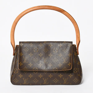 LOUIS VUITTON ルイヴィトン ミニ ルーピング ワンショルダーバッグ M51147 モノグラム PVC レザー ブラウン 美品 中古 4a004228