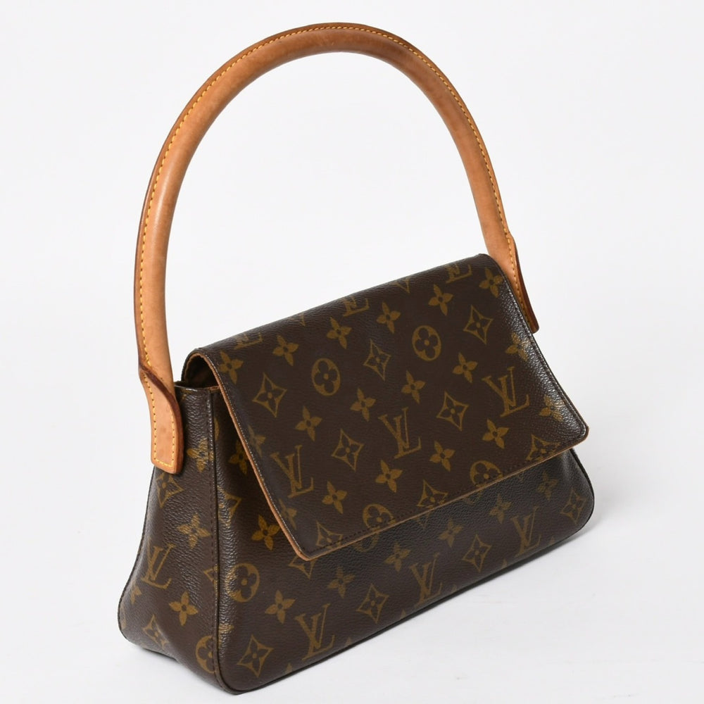 LOUIS VUITTON ルイヴィトン ミニ ルーピング ワンショルダーバッグ M51147 モノグラム PVC レザー ブラウン 美品 中古 4a004228