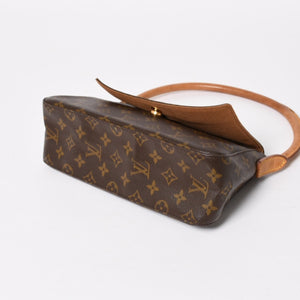 LOUIS VUITTON ルイヴィトン ミニ ルーピング ワンショルダーバッグ M51147 モノグラム PVC レザー ブラウン 美品 中古 4a004228