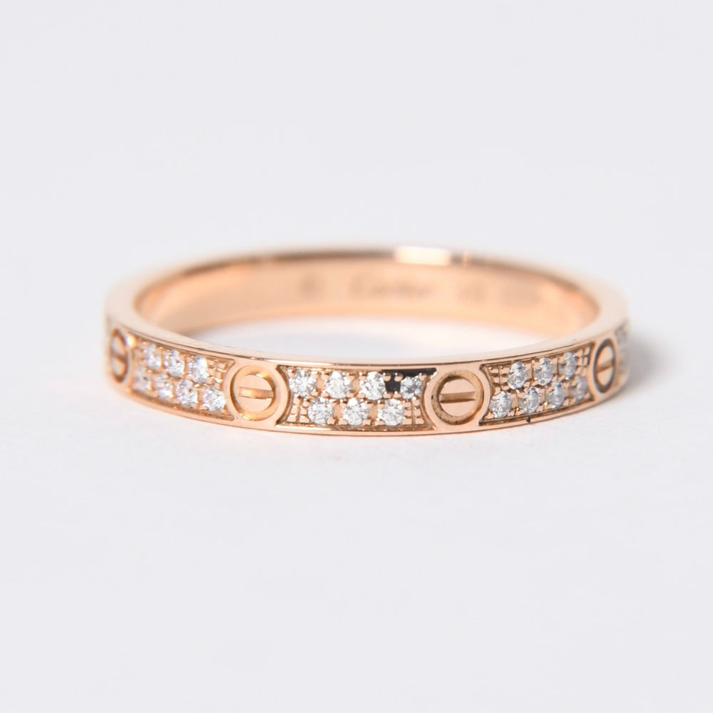 CARTIER カルティエ LOVE RING MINI PAVED ラブリング ミニ パヴェ 指輪 CRB4218000 重量約1.88g サイズ49 9号 18KPG 美品 中古 4a004516