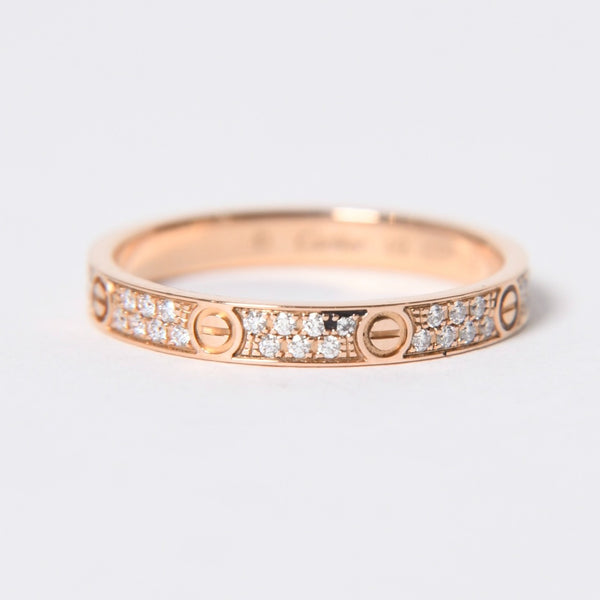 CARTIER カルティエ LOVE RING MINI PAVED ラブリング ミニ パヴェ 指輪 CRB4218000 重量約1.88g サイズ49 9号 18KPG 美品 中古 4a004516