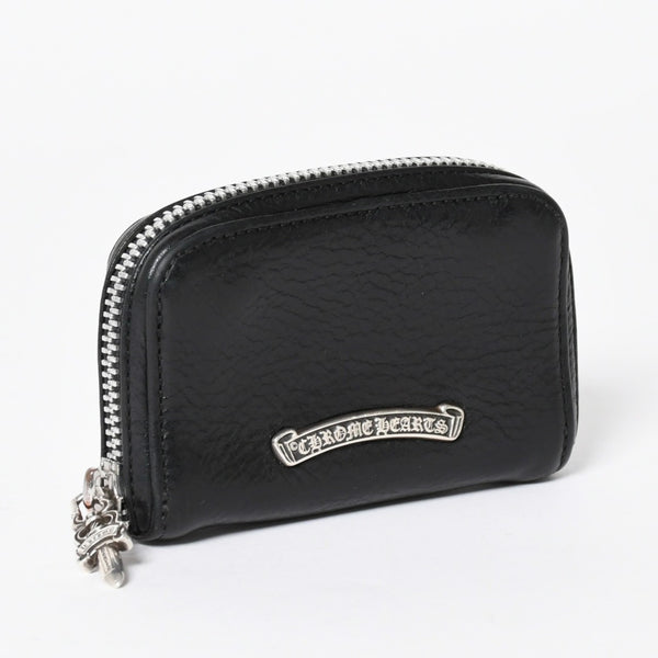 CHROME HEARTS クロムハーツ COIN CASE ラウンドジップ コインケース 小銭入れ ダガージップ レザー シルバー925 美品 中古 4a006265