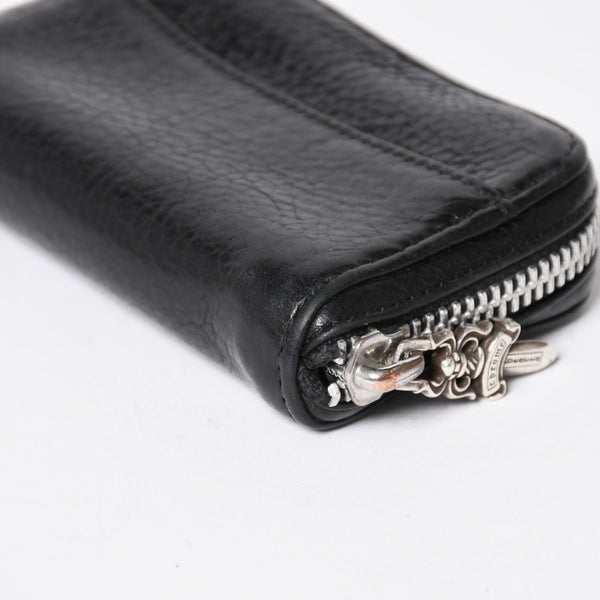 CHROME HEARTS クロムハーツ COIN CASE ラウンドジップ コインケース 小銭入れ ダガージップ レザー シルバー925 美品 中古 4a006265