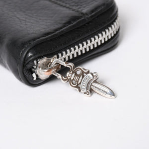 CHROME HEARTS クロムハーツ COIN CASE ラウンドジップ コインケース 小銭入れ ダガージップ レザー シルバー925 美品 中古 4a006265