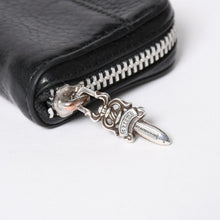 画像をギャラリービューアに読み込む, CHROME HEARTS クロムハーツ COIN CASE ラウンドジップ コインケース 小銭入れ ダガージップ レザー シルバー925 美品 中古 4a006265