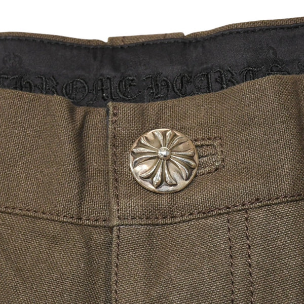 新品未使用 CHROME HEARTS クロムハーツ ダブルニー カーペンターショーツ サイズ34 セメタリークロスパッチ クロスボール ブラウン 中古 4a006291