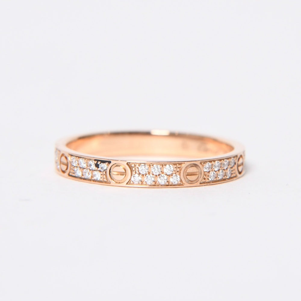 CARTIER カルティエ LOVE RING MINI PAVED ラブリング ミニ パヴェ 指輪 CRB4218000 重量約1.88g サイズ49 9号 18KPG 美品 中古 4a004516