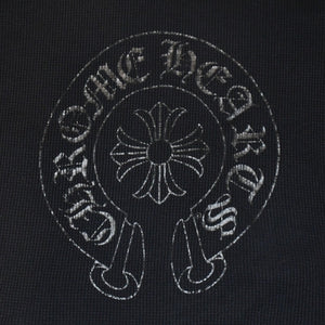 CHROME HEARTS クロムハーツ オールド サーマルフーディー パーカー サイズL ホースシュー カットオフ ブラック 美品 中古 4a006269
