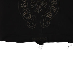 CHROME HEARTS クロムハーツ オールド サーマルフーディー パーカー サイズL ホースシュー カットオフ ブラック 美品 中古 4a006269