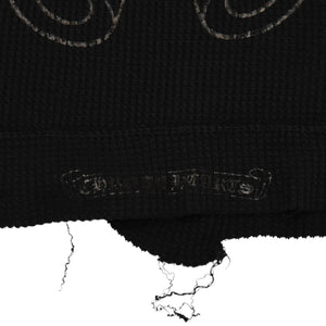 CHROME HEARTS クロムハーツ オールド サーマルフーディー パーカー サイズL ホースシュー カットオフ ブラック 美品 中古 4a006269