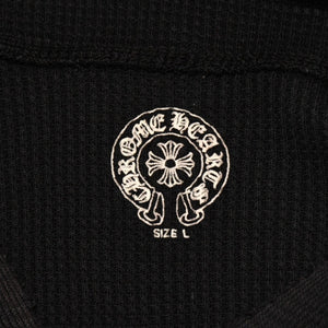 CHROME HEARTS クロムハーツ オールド サーマルフーディー パーカー サイズL ホースシュー カットオフ ブラック 美品 中古 4a006269