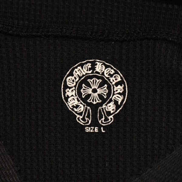 CHROME HEARTS クロムハーツ オールド サーマルフーディー パーカー サイズL ホースシュー カットオフ ブラック 美品 中古 4a006269