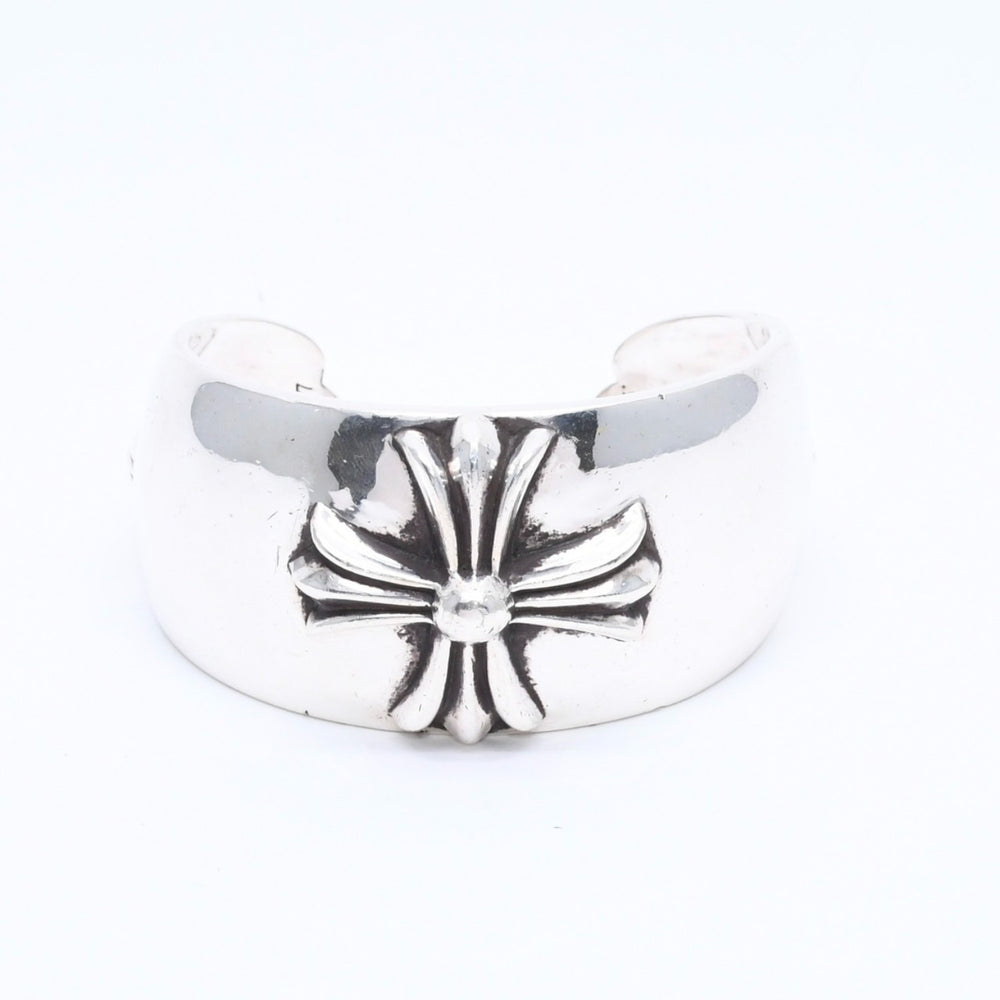 極美品 CHROME HEARTS クロムハーツ BANGLE WIDE CUFF CH PLUS CHプラス ワイドカフ バングル 重量約138.90g シルバー925 中古 4a004518