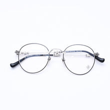 画像をギャラリービューアに読み込む, 極美品 CHROME HEARTS クロムハーツ BUBBA-A 伊達メガネ MBK/SS-MBK-P サイズ49□22-145 フローラルクロス装飾 シルバー925 中古 4a004541