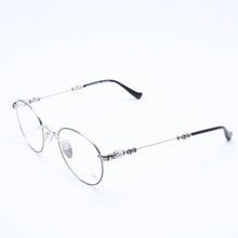 画像をギャラリービューアに読み込む, 極美品 CHROME HEARTS クロムハーツ BUBBA-A 伊達メガネ MBK/SS-MBK-P サイズ49□22-145 フローラルクロス装飾 シルバー925 中古 4a004541