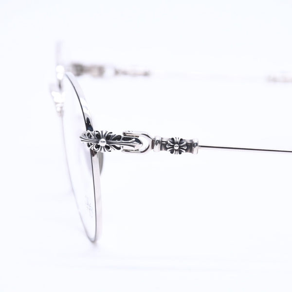 Very good condition CHROME HEARTS BUBBA-A Date glasses MBK/SS-MBK-P Size 49□22-145 Floral cross decoration Silver 925 Used 4a004541