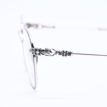 画像をギャラリービューアに読み込む, 極美品 CHROME HEARTS クロムハーツ BUBBA-A 伊達メガネ MBK/SS-MBK-P サイズ49□22-145 フローラルクロス装飾 シルバー925 中古 4a004541