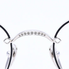 画像をギャラリービューアに読み込む, 極美品 CHROME HEARTS クロムハーツ BUBBA-A 伊達メガネ MBK/SS-MBK-P サイズ49□22-145 フローラルクロス装飾 シルバー925 中古 4a004541