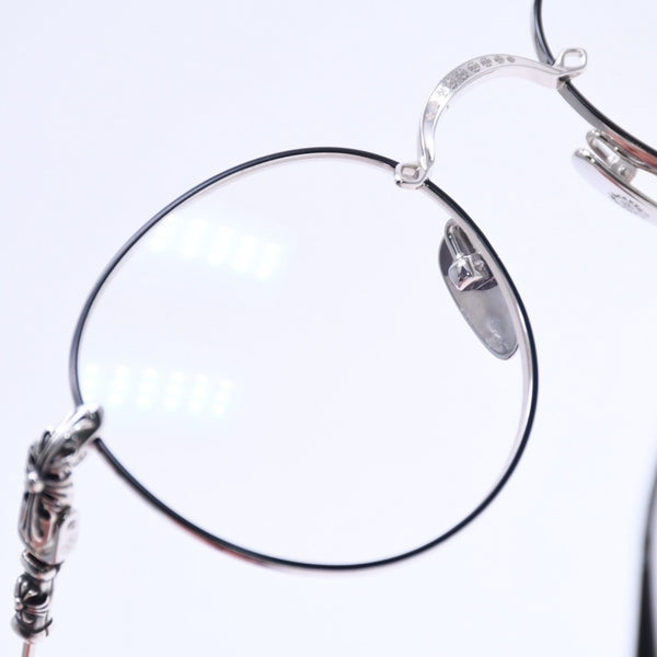 Very good condition CHROME HEARTS BUBBA-A Date glasses MBK/SS-MBK-P Size 49□22-145 Floral cross decoration Silver 925 Used 4a004541