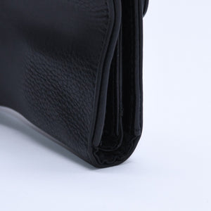 CHROME HEARTS WAVE CROSS BALL Wave Cross Ball Button Leather Wallet Long Wallet Dagger Black Good Used 4a004543